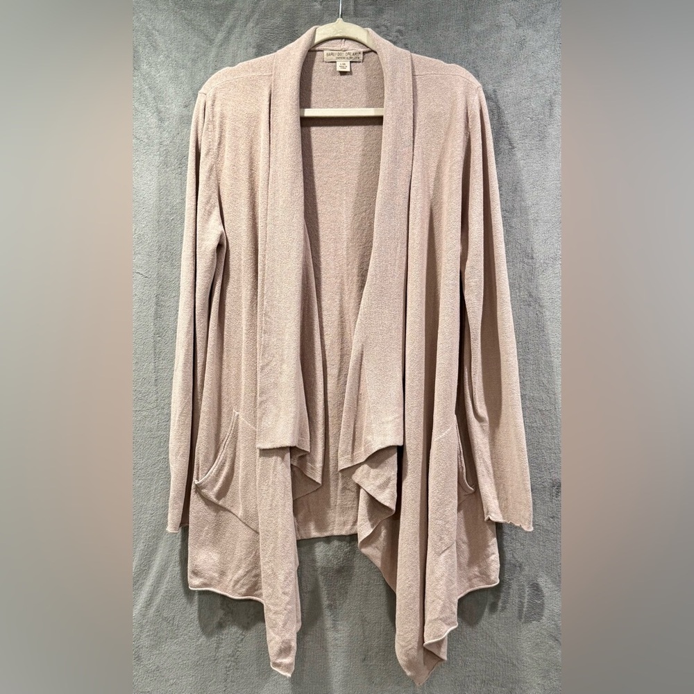 Barefoot Dreams CozyChic Ultralite Tan Island Wrap Waterfall Cardigan Size L/XL